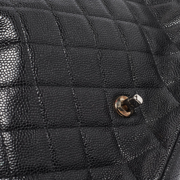 CHANEL Black Quilted Caviar Leather Maxi Classic Single Flap Bag - Picture 7 of 8